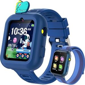Smart Watch for Kids Boys Gift Age 3-12 with 39 Games Camera Video Alarm Clock Music Pedometer Flashlight 12/24 hr HD Touch Screen Kids Watch Birthday Toys for Boys Ages 4 5 6 7 8 9 10(Blue)