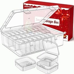 Mathtoxyz Bead Organizer Box, 31Pcs Small Beads Organizers and Storage Plastic Cases Mini Clear Dimond Storage Containers Boxes with Hinged Lid and Rectangle for Bracelet Making DIY Jewelry Craft Nail