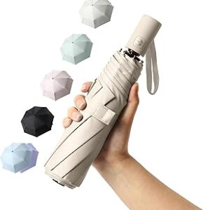 BAODINI Small UV Protection Travel Umbrella Compact for Rain and Sun UPF 50+ Windproof Portable 42 inch Umbrella for Women and Men