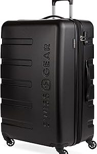 SwissGear 7366 Signature Hardside Expandable Luggage with Spinner Wheels, TSA Lock, Black, Checked-Large 27-Inch