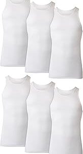 Hanes Men's Tank Undershirt Pack, Cotton Tank Undershirt, Moisture-Wicking, Breathable, White or Grey/Black, Multi-Pack