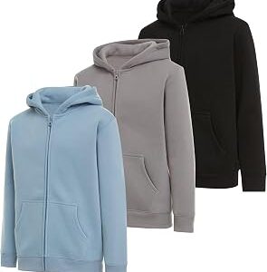 PURE CHAMP Boys Hoodies 3 Pack Fleece Pullover & Zip-Up Sweatshirts for Boys Kids Youth Plain Basic Everyday Wear Sizes 4-20