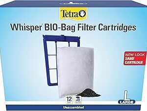 Tetra Whisper Bio-Bag Large Filter Cartridges for Aquariums, 12 Count, Unassembled, Fits Tetra Whisper Fish Tank Filters 10-30 Gal, 20-40 Gal, PF-20, 30, 40, 60, IQ 20, 30, 45, 60