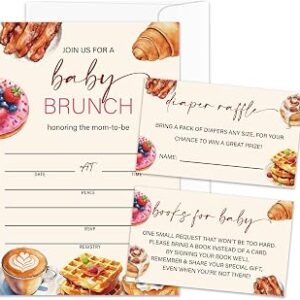 Baking Bread Baby Shower Invitations for Boy Girl Baby Shower Invites, Set of 25 Brunch Invitations Kit (Included Diaper Raffle Tickets and Book Request Cards) Gender Reveal Party Supplies /BB010