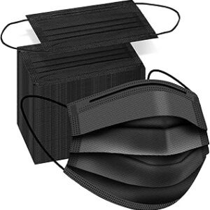 ZTANPS 100 PCS Disposable Face Masks, Black Disposable Masks, 3 Ply Protection Face Masks