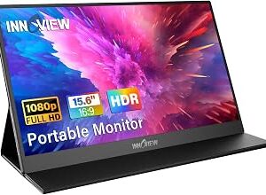 InnoView Portable Monitor, 15.6 Inch FHD 1080P HDMI USB C Second External Monitor for Laptop, Desktop, MacBook, Phones, Tablet, PS5/4, Xbox, Switch, Built-in Speaker with Protective Case