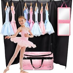 Dance Bag with Garment Rack and Curtain, 23 Rolling Dance Competition Duffle Bag with Garment Rack | Portable Dance Changing Room Suitcase for Dancers Athlete Livestreamer Cheerleaders