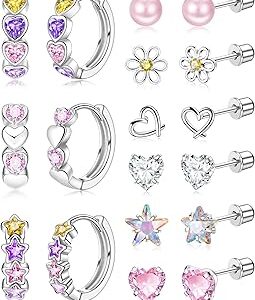 Hypoallergenic Earrings for Girls Surgical Stainless Steel Hoop Earrings Screw Back for Women