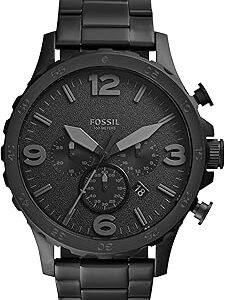 Fossil Men's Nate Quartz Watch, Oversized Stainless Steel Chronograph Watch for Men