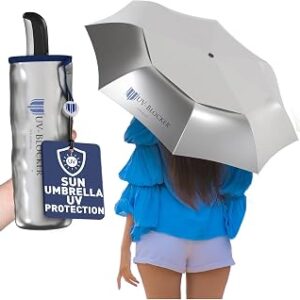 UV-Blocker Sun Umbrella UV Protection Compact - Auto Open/Close - Double Vented Canopy - Wind-resistant Sun Umbrella for Walking - 55+ UPF