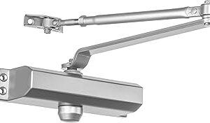 Dynasty Hardware Door Closer, Commercial Hydraulic Closer, Self-Closing, Spring Size 2, Surface Mount, Sprayed Aluminum, Series 2000