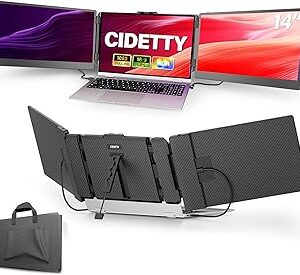 CIDETTY Laptop Screen Extender, 14'' FHD 1080P IPS Ultra-Thin Dual/Triple Monitor Display, HDMI/USB-C Plug-Play Portable Monitor for Laptop, Built-in Speakers(Mac, Win, Android)