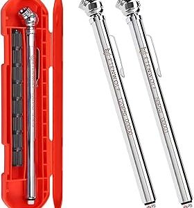 ETENWOLF Pencil Tire Pressure Gauge 2 Pack (10-50PSI, 20-120PSI) with 16 Tire Caps Calibrated to ANSI B40.1 Grade B(2%), Stainless Steel Body, Car Accessories for Cars, Pickups, RVs, Bicycles