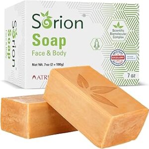 Sorion Soap for Face and Body - Bar Soap to Smooth and Comfort Dry, Itchy, Flaky Skin with Coconut Oil, Turmeric, Pala Indigo Essential Oils Soap Bar