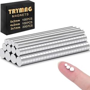 TRYMAG Small 400Pcs Rare Earth 3 Different Sizes Tiny Mini Magnets for Crafts, Small Round Fridge DIY Magnets for Miniatures,Multi-Use for Refrigerator, Office, Kitchen Cabinet, Crafts and Science