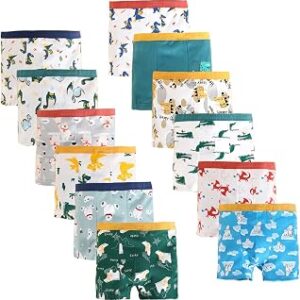JackLoveBriefs Boys Cotton Boxer Briefs Dinosaur Polar Bear Toddler Kids Underwear 12 Pack