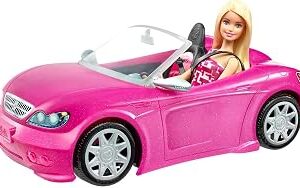 Barbie Playset with Sparkly Pink 2-Seater Toy Convertible Car Featuring Glam Details & Fashion Doll in Sundress & Sunglasses (Amazon Exclusive)