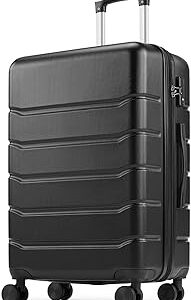 Sweetcrispy Carry on Luggage, Hard Shell ABS Suitcase with Double Spinner Wheels, Lightweight Expandable Rolling Suit Case with TSA Lock, 20 Inch Bronze Black