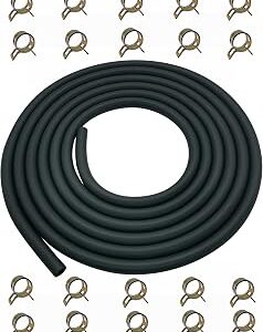 YAMAKATO 10 Feet 1/4 Inch ID Fuel Line Hose for Kawasaki Kohler Briggs & Stratton Small Gas Diesel Powersports Engines and Generators w/ 20 Clamp Rubber Black