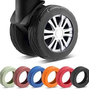 8 Pcs Upgrade Luggage Wheel Covers, Carry On Luggage Suitcases,Wear-Resistant, Anti-Noise, Silicone Wheel Protective Covers for 2-2.4 Spinner Wheel (Black)