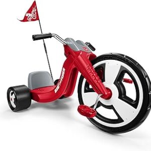 Radio Flyer Big Flyer Sport, for Kids 3-7, Chopper-Style Tricycle with 16-Inch Front Wheel, Adjustable Seat, Chrome Handlebars, Removable Racing Pennant, Performance Grip Tread, Tricycle for Kids