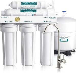 APEC Water 5-Stage Under Sink Reverse Osmosis Water Filter System, ROES-50 Essence Series, WQA Certified, 50 GPD, Reduces 99.99% of Contaminants, Home Water Filtration, DIY Install