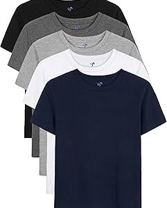 YERIOK 5 Pack Boys Shirts Short Sleeve Shirts for Boys Cotton T-Shirts Kids Toddler Tshirts Tees Clothes Summer Tops