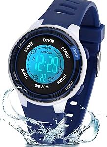 DTKID Digital Kids Watch 30 M Waterproof, 7 Color Lights Time Teaching Watch Easy to Read for Girls Boys 5-16