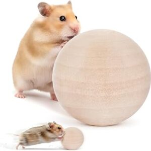 (2.36 inches) Hamster Wooden Grinding Ball Natural Pine Wood Non-Toxic Gnawing Toy pet Sports and Relaxation Supplies Golden Bear Flower Branch Mouse Teeth Care Interactive Ball