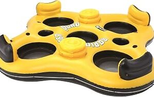 Bestway Hydro-Force Rapid Rider 4 Person Inflatable River Tube Water Float Lounger with Built-in Backrests, Cupholders, Coolers, and Handles, Blue