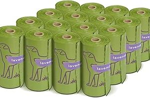 240 Count Lavender Scented 13” x 9” Dog Poop Bags Rolls, Leakproof Strong & Sturdy Waste Bags for Doggie Cat Pet