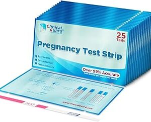 Clinical Guard Pregnancy Tests Strips - Sensitive & Accurate Measurement Within 5 mins - Early Detection Pregnancy Test Strip - Easy to Use for Home Tests - HCG Test Strip Kit - 25 Count