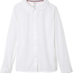 French Toast Girls Long Sleeve Woven Shirt with Peter Pan Collar (Standard & Plus)