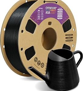 OVERTURE ASA Filament 1.75mm, 1kg Spool (2.2lbs) 3D Printer Filament, Premium Anti-UV, ASA Filament Perfect for Printing Outdoor Functional Parts, Dimensional Accuracy +/- 0.02 mm (Black)