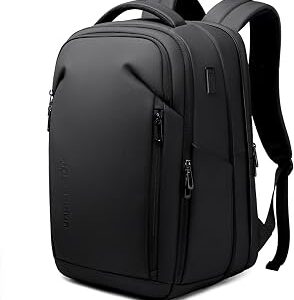 Expandable Laptop Backpack for Men, 15.6 Inch Large Travel Backpack TSA Approved, Flight Approved Business Weekender Bag, Water Resistant Work Backpack with USB Port, Black