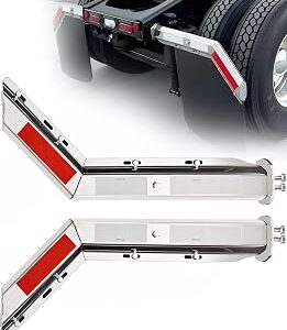 1 1/8 Angled Stainless Mud Flap Hangers for Semi Trucks Mudflap Hangers for Semi Mud Flaps Holder Mount with Reflective Strip Sticker 30 Length