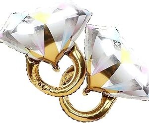 2Pcs Diamond Ring Aluminum Balloon,Wedding Bridal Shower Marriage Engagement Party Supplies