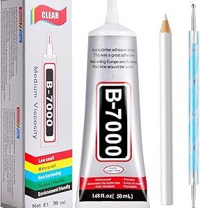 FITTDYHE B7000 Glue Clear with Precision Tip，50Ml B7000 Glue Clear for Rhinestones Glue for Crafts, Multipurpose Jewelry Glue for Fabric DIY Craft Makeup Shoes Jewelry Making Nail Art