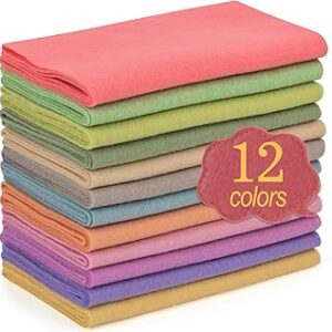 XSEINO 12 Rolls 8x35 1.4mm Thick Soft Felt Fabric Sheet 12 Assorted Morandi Series Colors Felt Pack for DIY Craft Sewing Squares Nonwoven Patchwork