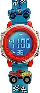Preschool Collection Kids Digital Light Up Watch - Monster Trucks, Dinosaurs, Shark, Unicorn, Butterfly, Spider - Girls, Boys, Children, School