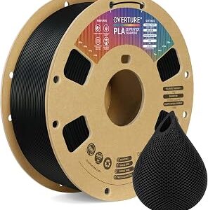 OVERTURE PLA Filament 1.75mm, Neatly Wound 3D Printer Filament 1kg Spool (2.2lbs), Dimensional Accuracy +/- 0.02 mm, Fit Most FDM 3D Printers (Black 1-Pack)