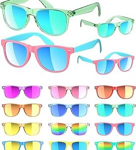 Sumsun Kids Sunglasses Bulk Party Favors 12 Packs Boys Girls Age 3-8 with UV400 Protection for Birthday Graduation Party Supplies (Blocking color 12 Pack)