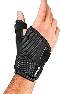 MUELLER Sports Medicine Adjust-to-Fit Thumb Brace, Spica Splint, Thumb Pain Relief Stabilizer for Men and Women, Ideal for De Quervain's Tenosynovitis, Arthritis, Sprains, Fits Right or Left, Black, One Size