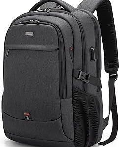 DUSLANG 17 Inch Laptop Backpack for Travel Water Resistant College Backpack for Men/Women Laptop Bag with USB Charging Port,Black