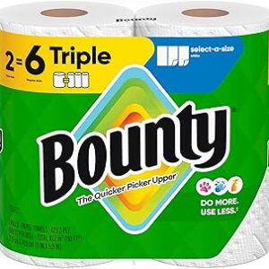 Bounty Select-A-Size Paper Towels, White, 2 Triple Rolls = 6 Regular Rolls