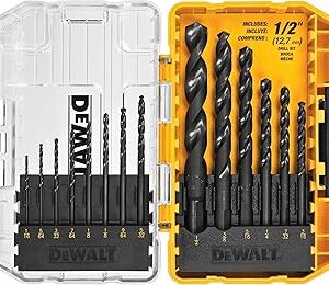 DEWALT Drill Bit Set, 3-Flats Shank,14-Piece, 135 Degree Split Point, for Plastic, Wood and Metal (DWA1184)