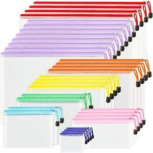 32pcs Mesh Zipper Pouch Bags, 8 Sizes, 8 Colors Zipper Pouches for Organizing, Board Game Storage, Travel, School Office