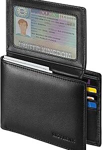 Sigtrenx Leather Wallets for Men, Genuine Leather Mens Wallets Bifold Rfid Blocking with 2 ID Windows