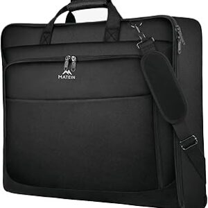MATEIN Garment Bag for Travel, Large Carry on Garment Bags with Strap for Business, Waterproof Hanging Suit Luggage Bag for Men Women, Wrinkle Free Suitcase Cover for Shirts Dresses Coats, Black