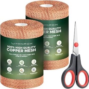 3rd Gen Copper Mesh Rodent Control Kit, 100% Pure Copper Wool for Slugs Snail Pest Bird Mice Rat Control, 2 Rolls Mesh Roll Wrap Wire with Scissors